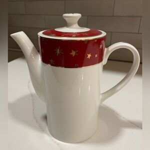 Galaxy by Sakura Red and White Teapot with 14K Gold Accents